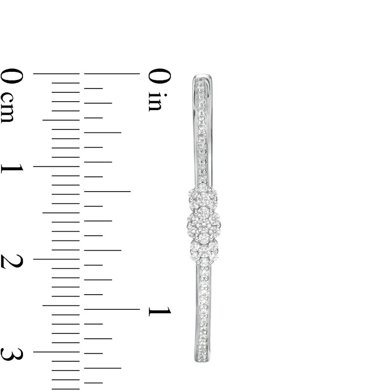 Main Image 3 of 5/8 CT. T.W. Composite Diamond Three Stone Hoop Earrings in 10K White Gold