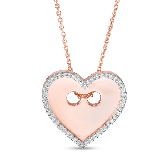 1/6 CT. T.W. Diamond Heart-Shaped Button Pendant in Sterling Silver with 14K Rose Gold Plate 1/6 CT. T.W. Diamond Heart-Shaped Button Pendant in Sterling Silver with 14K Rose Gold Plate