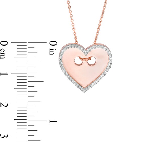 1/6 CT. T.W. Diamond Heart-Shaped Button Pendant in Sterling Silver with 14K Rose Gold Plate 1/6 CT. T.W. Diamond Heart-Shaped Button Pendant in Sterling Silver with 14K Rose Gold Plate