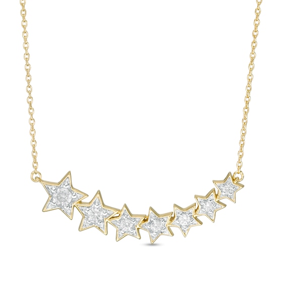 1/4 CT. T.w. Journey Diamond Stars Necklace in Sterling Silver with 14K Gold Plate