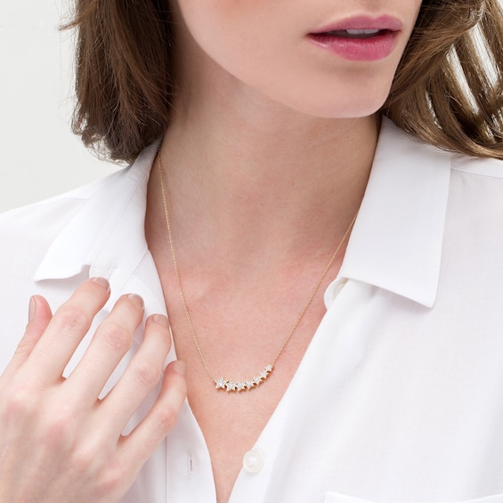 1/4 CT. T.w. Journey Diamond Stars Necklace in Sterling Silver with 14K Gold Plate