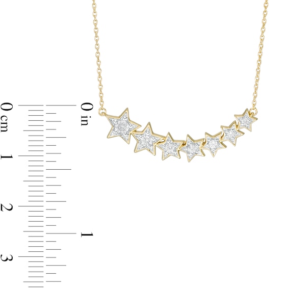 1/4 CT. T.w. Journey Diamond Stars Necklace in Sterling Silver with 14K Gold Plate
