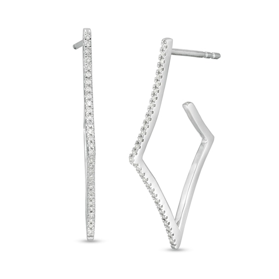 1/8 CT. T.w. Diamond Abstract Square Hoop Earrings in 10K White Gold