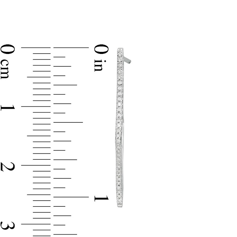 Main Image 3 of 1/8 CT. T.W. Diamond Abstract Square Hoop Earrings in 10K White Gold