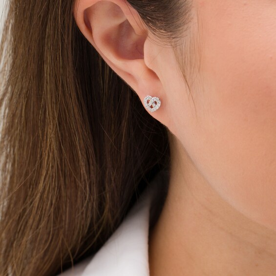 1/5 CT. T.w. Diamond Heart Stud Earrings in Sterling Silver