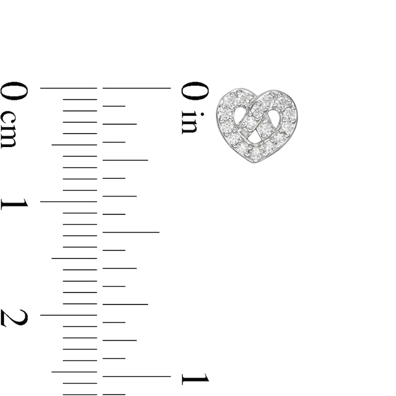 Main Image 3 of 1/5 CT. T.W. Diamond Heart Stud Earrings in Sterling Silver