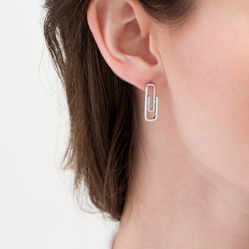 1/6 CT. T.W. Diamond Paper Clip Drop Earrings in Sterling Silver