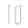 Thumbnail Image 1 of 1/4 CT. T.W. Diamond Rectangular Hoop Earrings in 10K White Gold