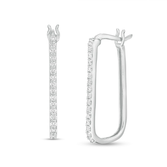 1/4 CT. T.w. Diamond Rectangular Hoop Earrings in 10K White Gold