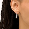 Thumbnail Image 2 of 1/4 CT. T.W. Diamond Rectangular Hoop Earrings in 10K White Gold