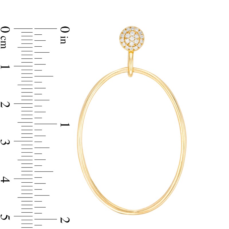 Main Image 3 of 1/4 CT. T.W. Composite Diamond Open Oval Drop Earrings in 10K Gold