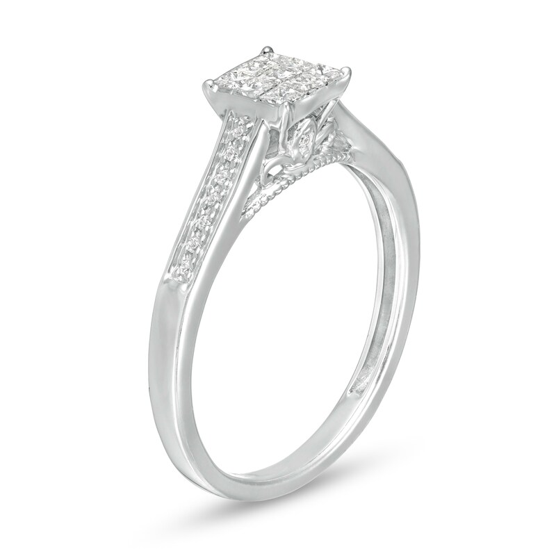 Main Image 3 of 1/4 CT. T.W. Princess-Cut Multi-Diamond Promise Ring in 10K White Gold