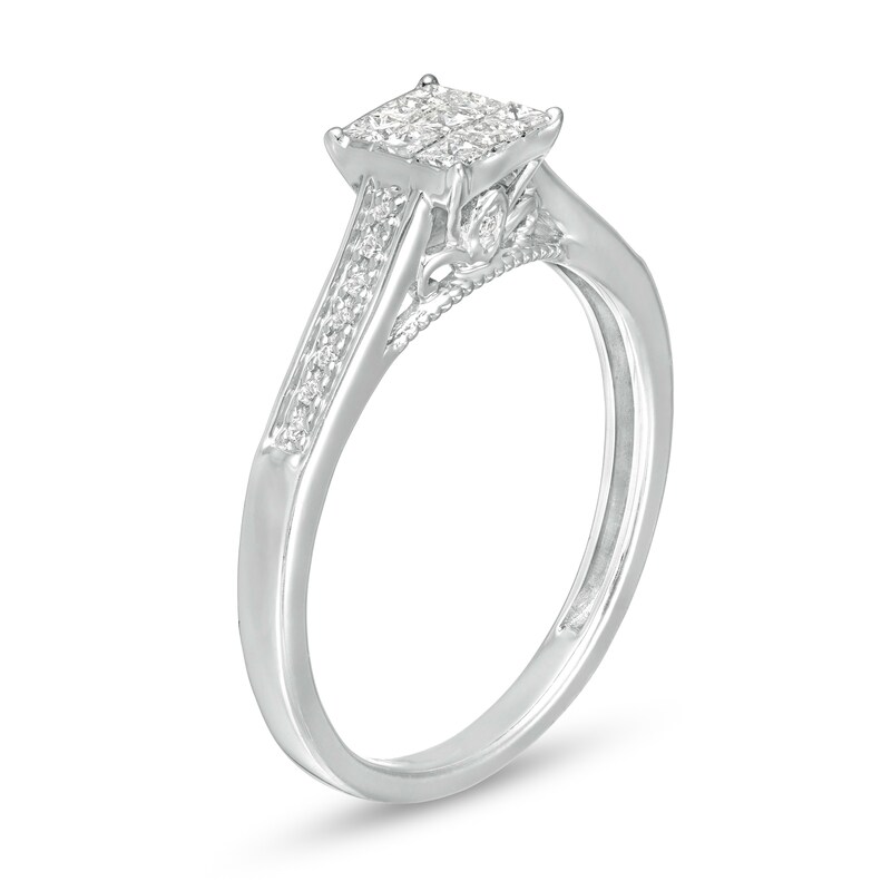 1/4 CT. T.W. Princess-Cut Multi-Diamond Promise Ring in 10K White Gold