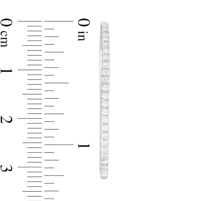 Main Image 3 of 1 CT. T.W. Diamond Oval Hoop Earrings in 10K White Gold
