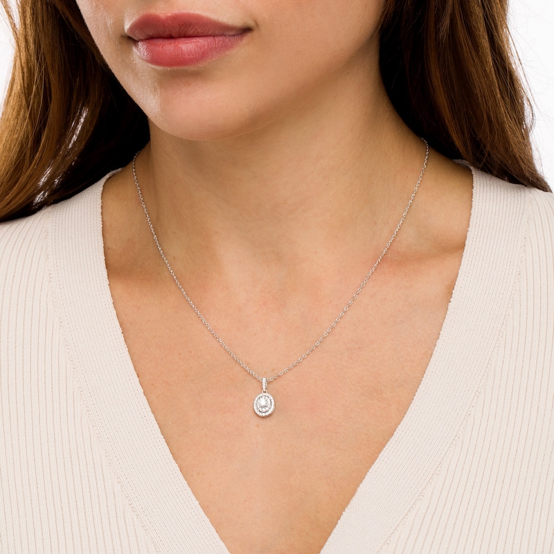 Main Image 2 of 1/3 CT. T.W. Diamond Double Oval Frame Pendant in 10K White Gold