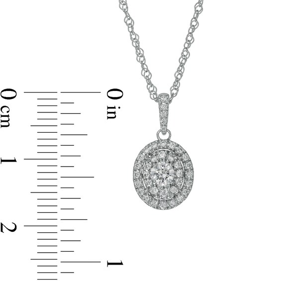 1/3 CT. T.w. Diamond Double Oval Frame Pendant in 10K White Gold