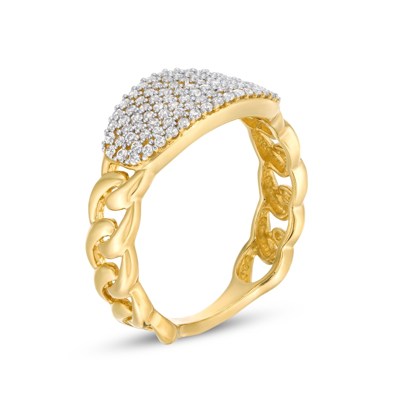 1/2 CT. T.W. Diamond ID Curb Chain Ring in 10K Gold