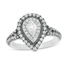 Thumbnail Image 1 of Vera Wang Love Collection 1-1/5 CT. T.W. Pear-Shaped Diamond Frame Engagement Ring in 14K White Gold and Black Rhodium
