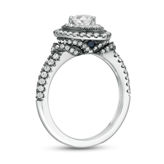 Vera Wang Love Collection 1-1/5 CT. T.w. Pear-Shaped Diamond Frame Engagement Ring in 14K White Gold and Black Rhodium