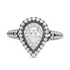 Thumbnail Image 4 of Vera Wang Love Collection 1-1/5 CT. T.W. Pear-Shaped Diamond Frame Engagement Ring in 14K White Gold and Black Rhodium