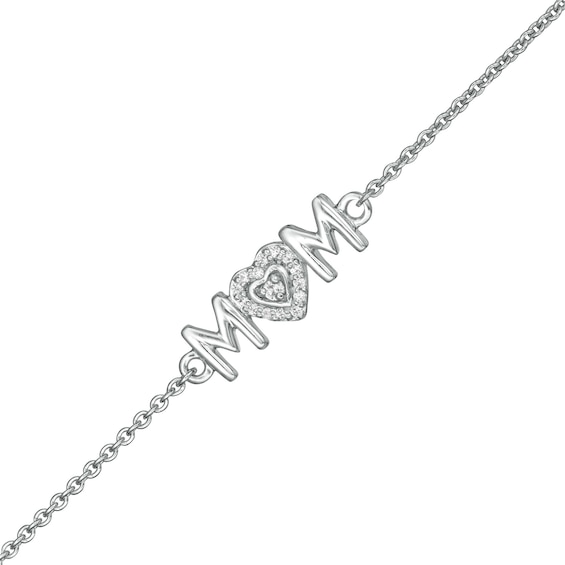 1/20 CT. T.w. Diamond Mom and Hearts Anklet in Sterling Silver - 9.0"