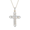 Thumbnail Image 1 of 1/4 CT. T.W. Diamond Curb Chain Cross Pendant in 10K Gold