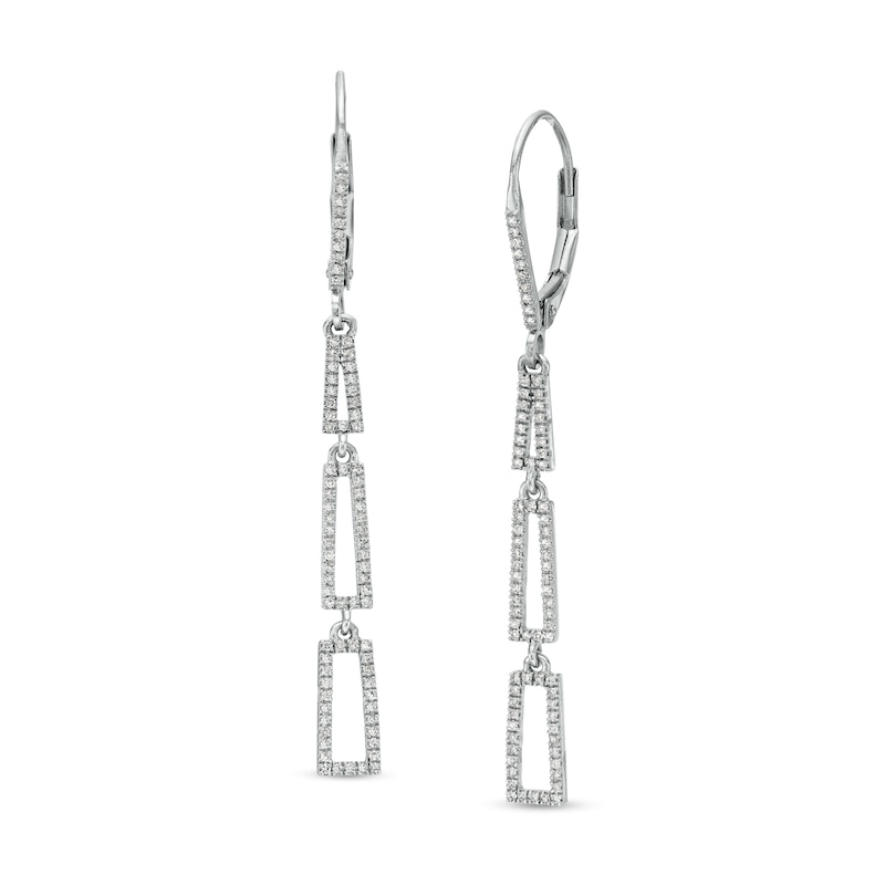 Main Image 1 of 1/4 CT. T.W. Diamond Geometric Drop Earrings in 10K White Gold