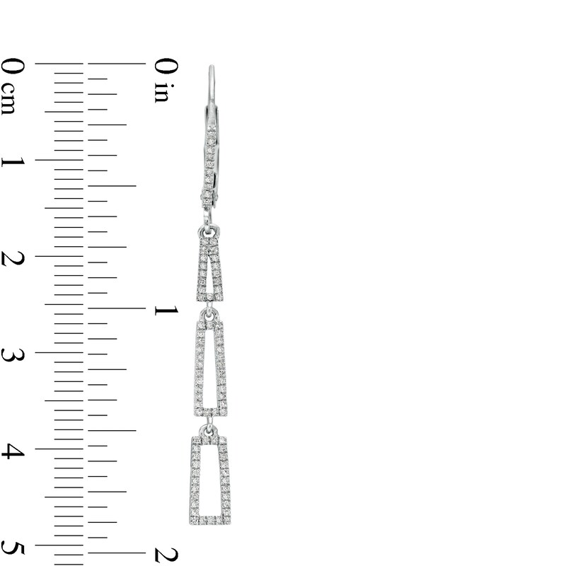 Main Image 3 of 1/4 CT. T.W. Diamond Geometric Drop Earrings in 10K White Gold