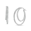 Thumbnail Image 0 of 1/10 CT. T.W. Diamond Double Hoop Earrings in Sterling Silver