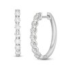 Thumbnail Image 1 of 1-1/2 CT. T.W. Diamond Frame Seven Stone Hoop Earrings in 10K White Gold