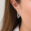 Thumbnail Image 1 of 1-1/2 CT. T.W. Diamond Frame Seven Stone Hoop Earrings in 10K White Gold