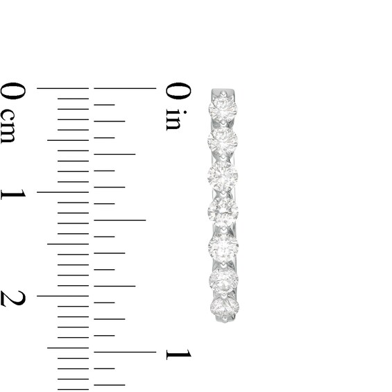 1-1/2 CT. T.w. Diamond Frame Seven Stone Hoop Earrings in 10K White Gold