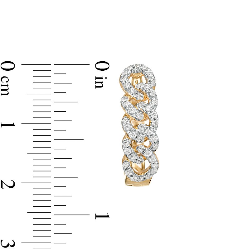 Main Image 3 of 1/2 CT. T.W. Diamond Curb Chain Hoop Earrings in 10K Gold