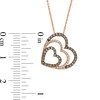 Thumbnail Image 3 of 1/4 CT. T.W. Champagne and White Diamond Tilted Hearts Pendant in 10K Rose Gold