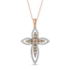 Thumbnail Image 1 of 1/2 CT. T.W. Champagne and White Diamond Layered Cross Pendant in 10K Rose Gold