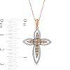 Thumbnail Image 3 of 1/2 CT. T.W. Champagne and White Diamond Layered Cross Pendant in 10K Rose Gold