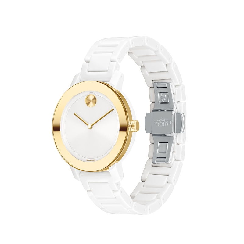 Main Image 2 of Ladies' Movado Bold® Two-Tone Watch with White Dial (Model: 3600710)