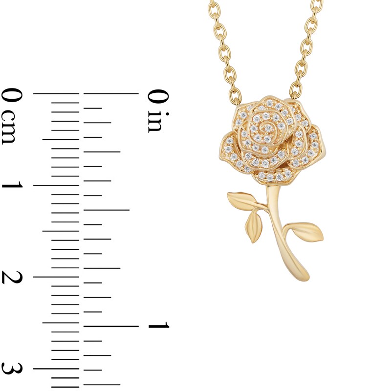 Main Image 3 of Enchanted Disney Belle 1/10 CT. T.W. Diamond Rose Pendant in 10K Gold - 19"
