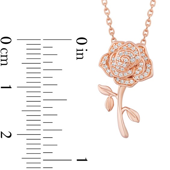 Enchanted Disney Belle 1/10 CT. T.w. Diamond Rose Pendant in 10K Rose Gold