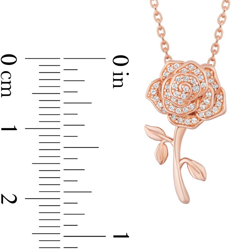 Main Image 2 of Enchanted Disney Belle 1/10 CT. T.W. Diamond Rose Pendant in 10K Rose Gold