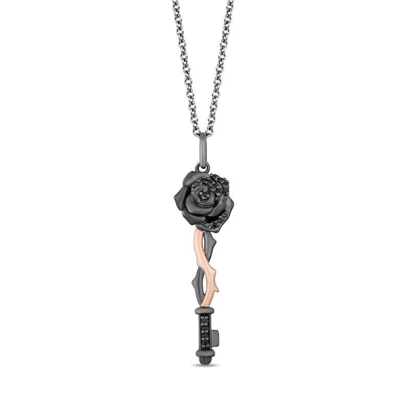 Enchanted Disney Villains Maleficent 1/8 CT. T.W. Black Diamond Pendant in Sterling Silver and 10K Rose Gold