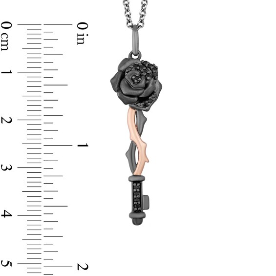 Enchanted Disney Villains Maleficent 1/8 CT. T.w. Black Diamond Pendant in Sterling Silver and 10K Rose Gold