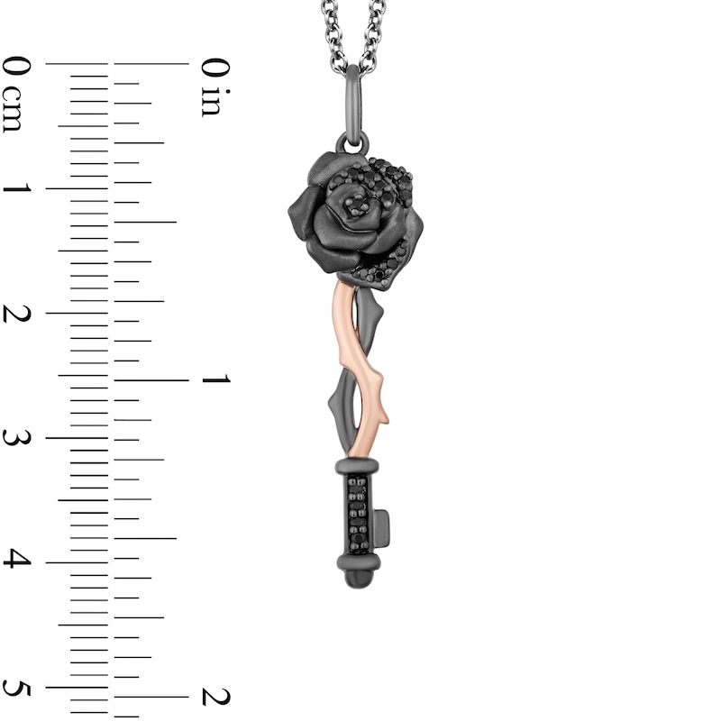 Enchanted Disney Villains Maleficent 1/8 CT. T.W. Black Diamond Pendant in Sterling Silver and 10K Rose Gold