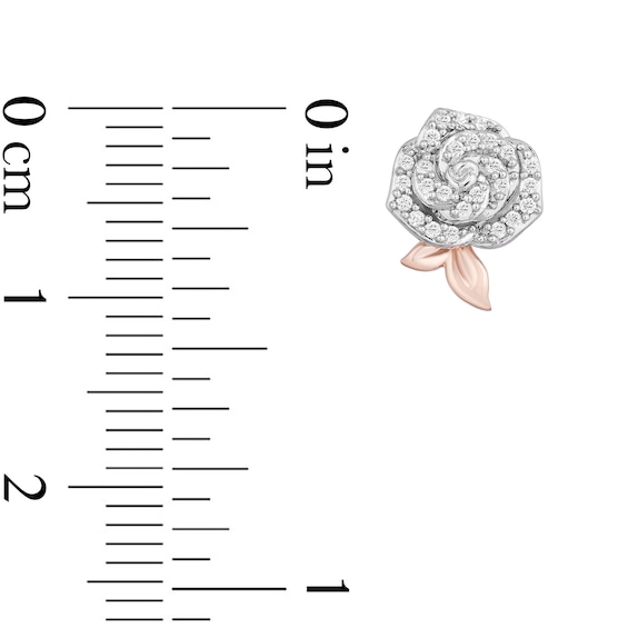 Enchanted Disney Belle 1/5 CT. T.W. Diamond Rose Stud Earrings in Sterling Silver and 10K Rose Gold Enchanted Disney Belle 1/5 CT. T.W. Diamond Rose Stud Earrings in Sterling Silver and 10K Rose Gold