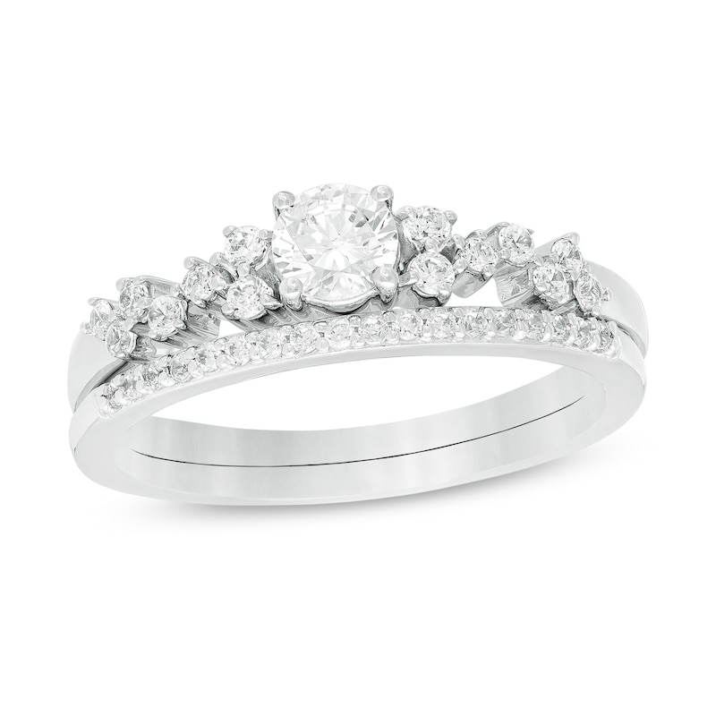 Main Image 1 of 1/2 CT. T.W. Diamond Scatter Bridal Set in 10K White Gold