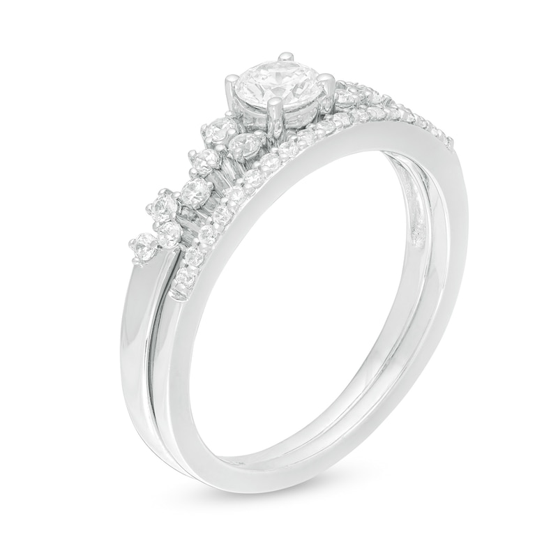 Main Image 3 of 1/2 CT. T.W. Diamond Scatter Bridal Set in 10K White Gold