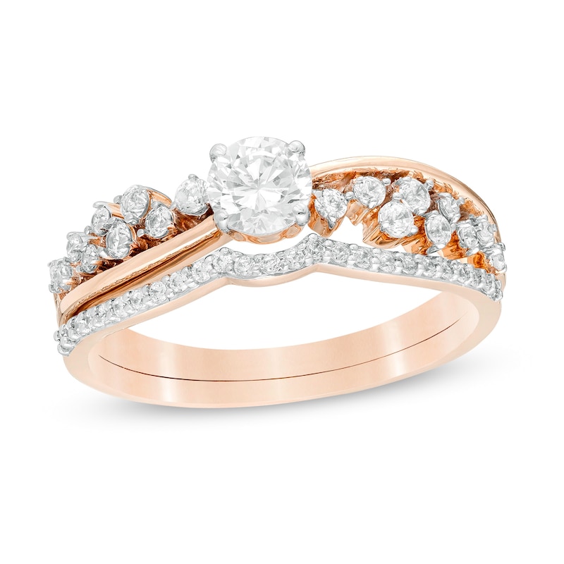 5/8 CT. T.W. Diamond Double Row Bridal Set in 10K Rose Gold