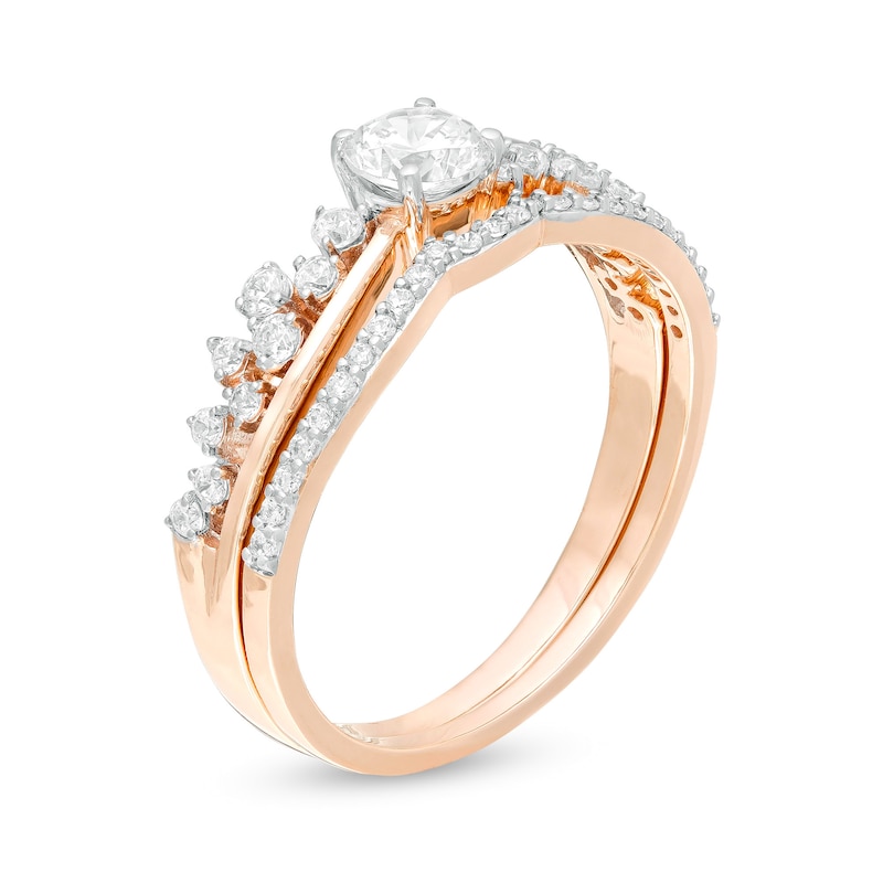 5/8 CT. T.W. Diamond Double Row Bridal Set in 10K Rose Gold
