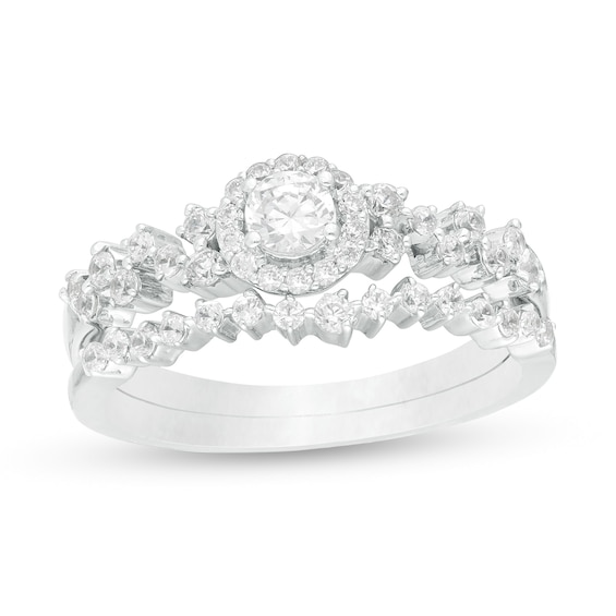 5/8 CT. T.w. Diamond Frame Scatter Bridal Set in 10K White Gold