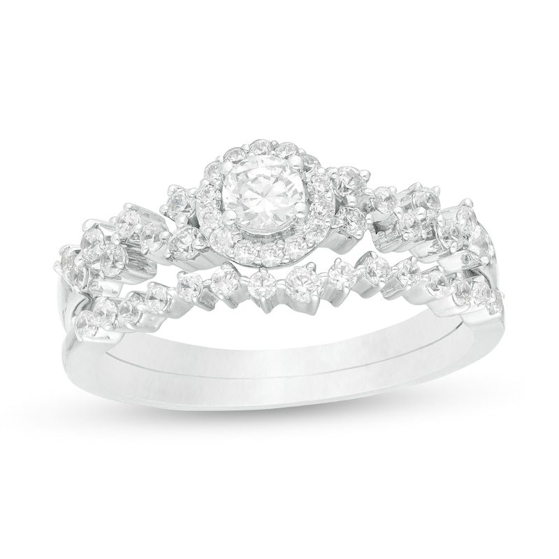 Main Image 1 of 5/8 CT. T.W. Diamond Frame Scatter Bridal Set in 10K White Gold